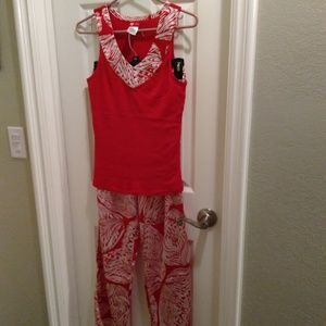 Red and White Lounging outfit